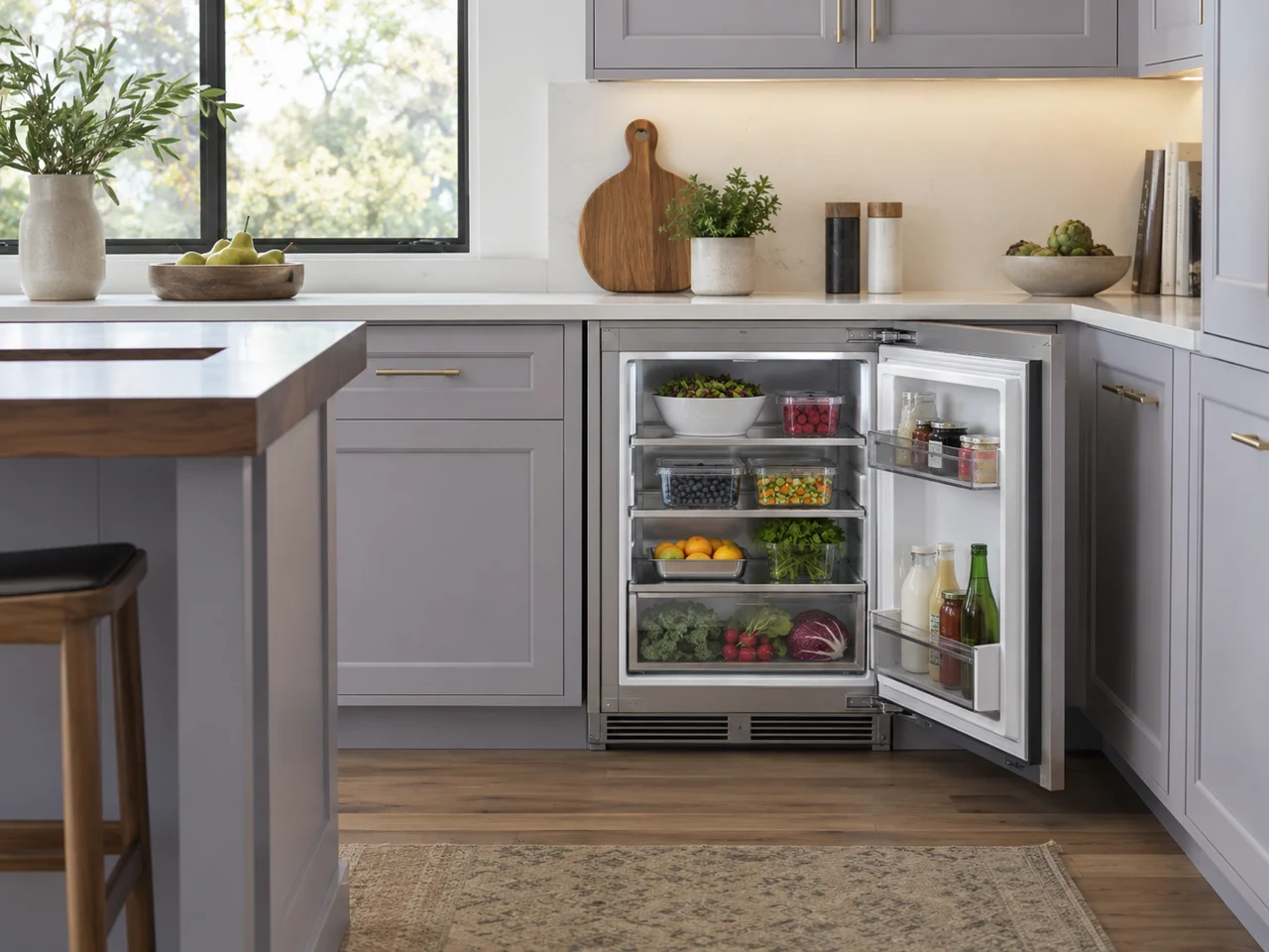 Illustration of a Sub-Zero undercounter refrigerator