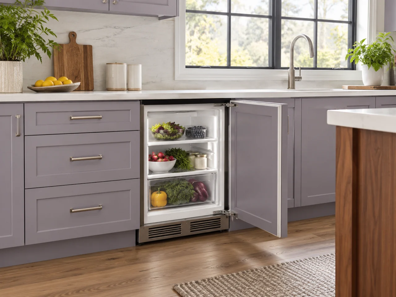 Illustration of a Sub-Zero undercounter refrigerator